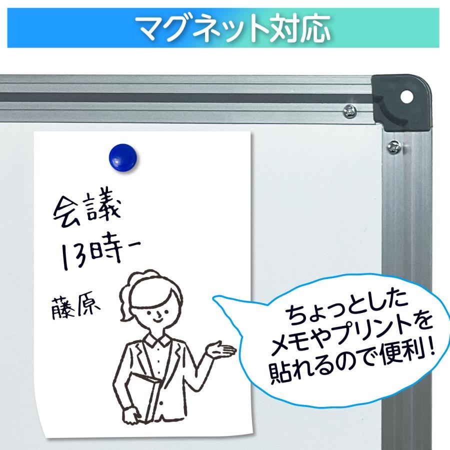 ホワイトボード 脚付き 1200×600 【白】 縦長 両面 回転式 スチール キャスター付き ホワイトボードマーカー付属 |  | 03