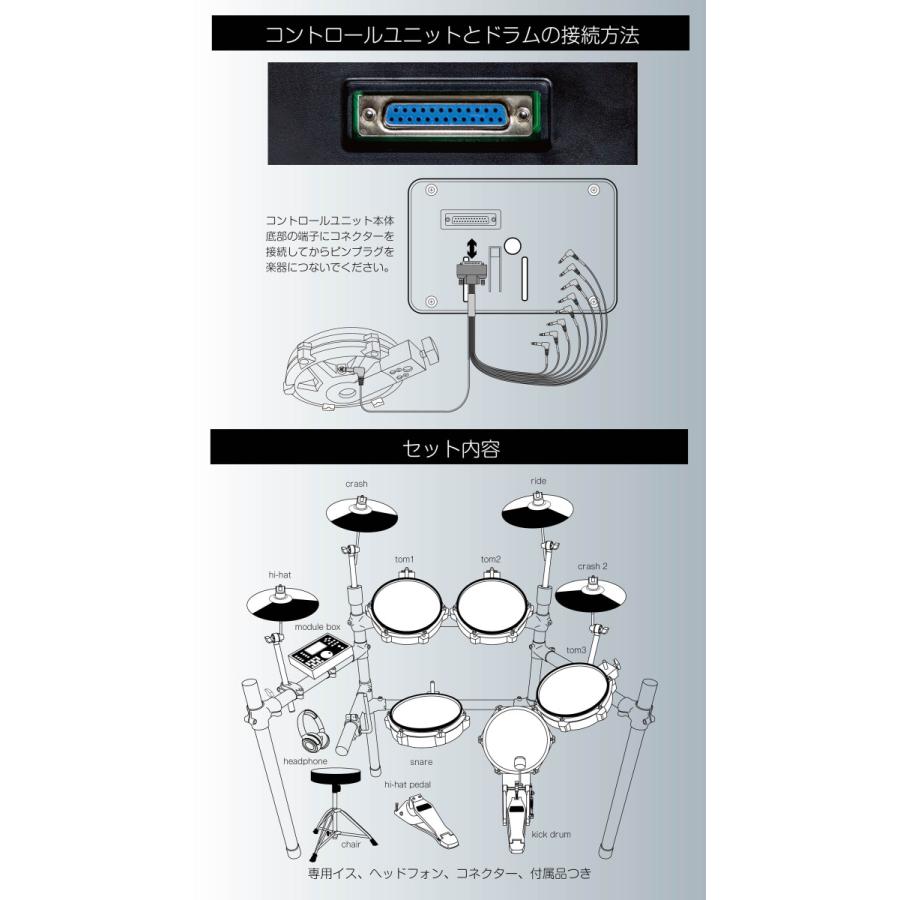 CEULA 電子ドラム ５ドラム４シンパル 折りたたみ式 USB MIDI機能 300種類音色 30デモ曲 高さ調整イス付き 日本語説明書 PSE認証済｜infinity8jp｜12