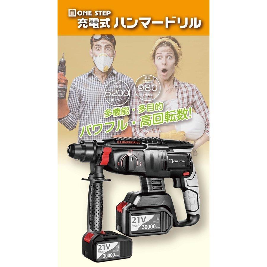 コードレスハンマードリル 充電式 21V 電池2個付き DIY 家庭用 業務用
