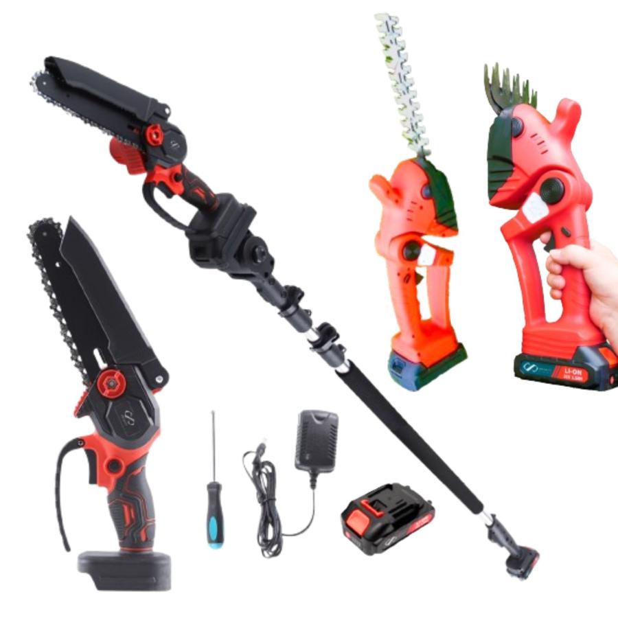 【新型】高枝チェーンソー 草刈り機 ハサミ互換 電動８in１延長ポール*8インチ infinity8jp_nouen4