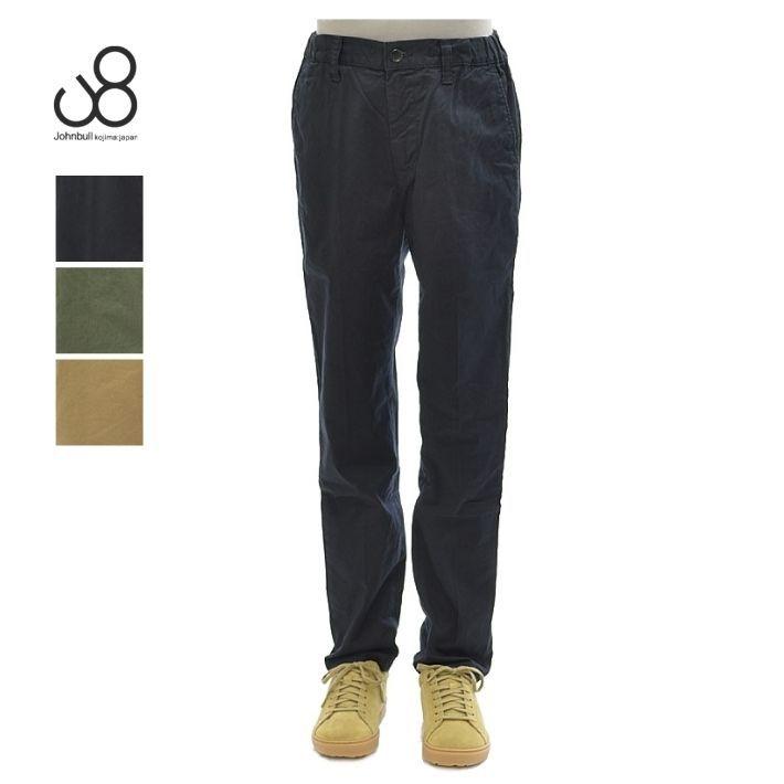 Johnbull コットンリネンストレッチパンツブラック ジョンブル