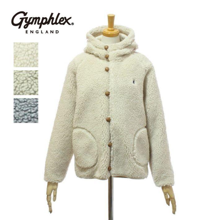 Gymphlex ジムフレックス ボアフードジャケット レディース J-1185 BOA GYMPHLEX（ジムフレックス） J-1185BOA ボアジャケット くるみボタン