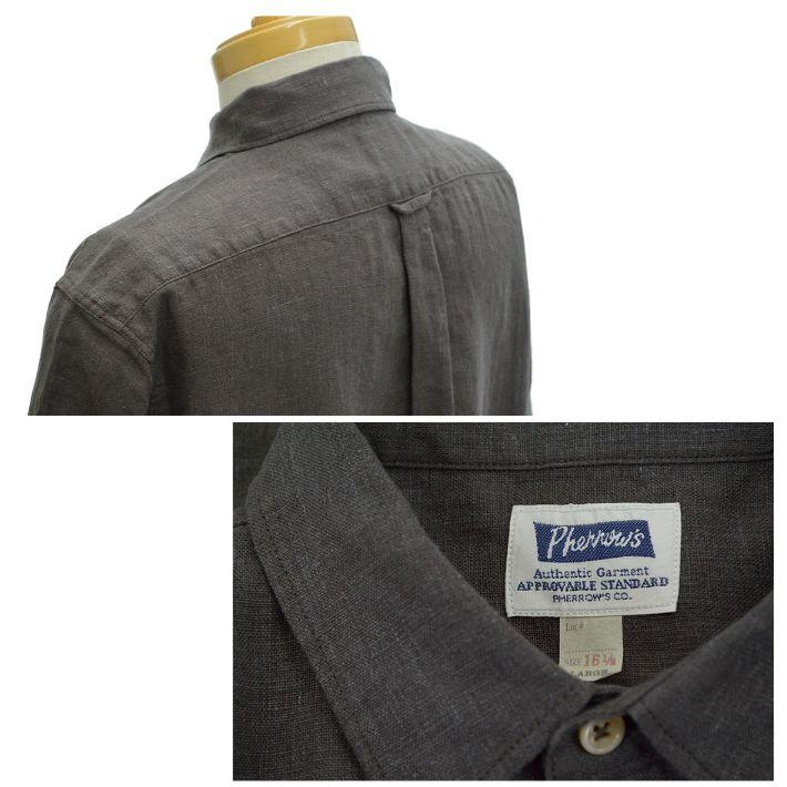 フェローズ P7BD1 ボタンダウン リネン シャツ ワンポイント 7分袖 メンズ PHERROW'S　[メール便可] | Pherrow's | 05