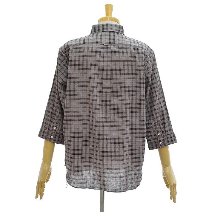 フェローズ P7BD2 ボタンダウン リネンコットン シャツ チェック 7分袖 メンズ PHERROW'S　[メール便可] | Pherrow's | 03