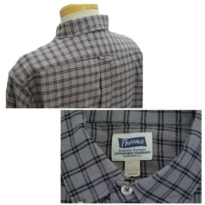 フェローズ P7BD2 ボタンダウン リネンコットン シャツ チェック 7分袖 メンズ PHERROW'S　[メール便可] | Pherrow's | 05