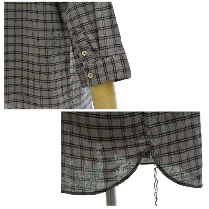 フェローズ P7BD2 ボタンダウン リネンコットン シャツ チェック 7分袖 メンズ PHERROW'S　[メール便可] | Pherrow's | 06