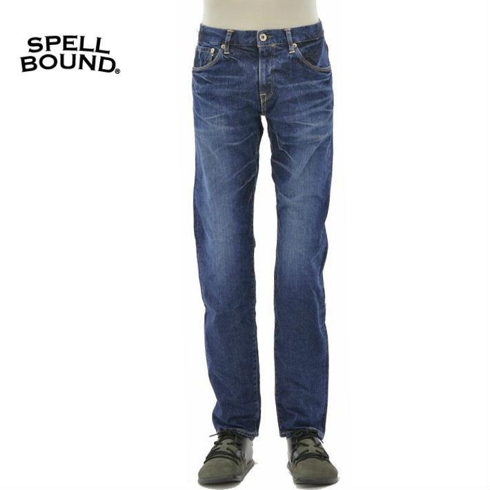 出産祝い 正規取扱店 メンズ 送料無料 スペルバウンド Spellbound ユーズド加工 メンズ ドミンゴ 12ozセルビッジストレッチデニム ジーンズ セルヴィッジスリムパンツ 28 3 40 171c ボトムス パンツ