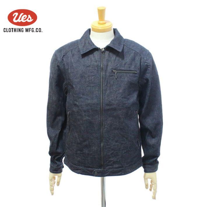UES（ウエス） R901-S デニム 襟付きシングルライダースジャケット