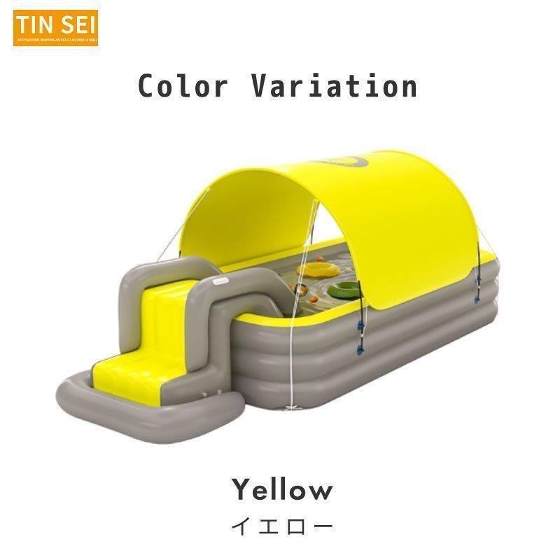 最新 プール すべり台付き 大型 家庭用 電動ポンプ付き 滑り台付き ビニールプール 屋根付き シェード付き スライダー 大きい 2.1m 子供 水遊び 【U2307164640】(11840円)