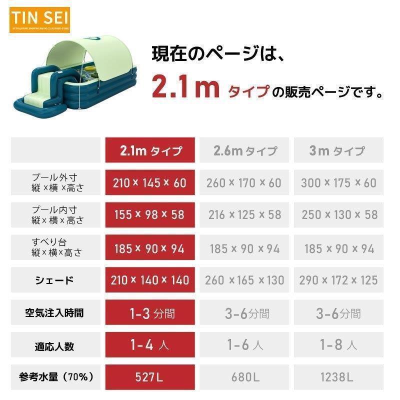 最新 プール すべり台付き 大型 家庭用 電動ポンプ付き 滑り台付き ビニールプール 屋根付き シェード付き スライダー 大きい 2.1m 子供 水遊び 【U2307164640】(11840円)