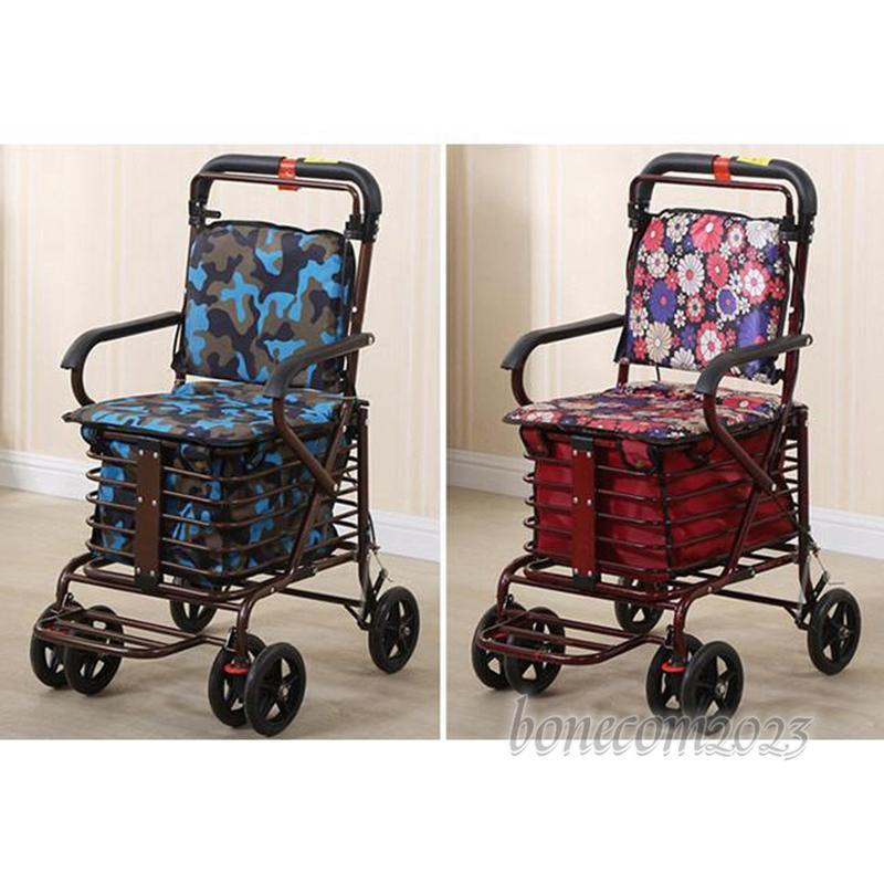 【メール便】 シルバーカー 老人用 手押し車 折りたためる フットペダル付き 高齢者 買い物カート おしゃれ 歩行介助 補助具 散歩 座面付き 高さ調節 ブレーキ付き 【2370028316】(12163円)