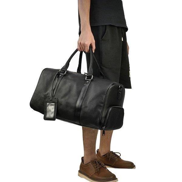 ボストンバッグ メンズ 本革 レザー トラベルバッグ ショルダーバッグ 機内持ち込み ゴルフ鞄 軽量 旅行鞄 小旅行 帰省 出張 靴ポケット付き 衣類 B4書類 靴