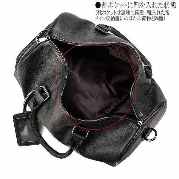 ボストンバッグ メンズ 本革 レザー トラベルバッグ ショルダーバッグ 機内持ち込み ゴルフ鞄 軽量 旅行鞄 小旅行 帰省 出張 靴ポケット付き 衣類 B4書類 靴