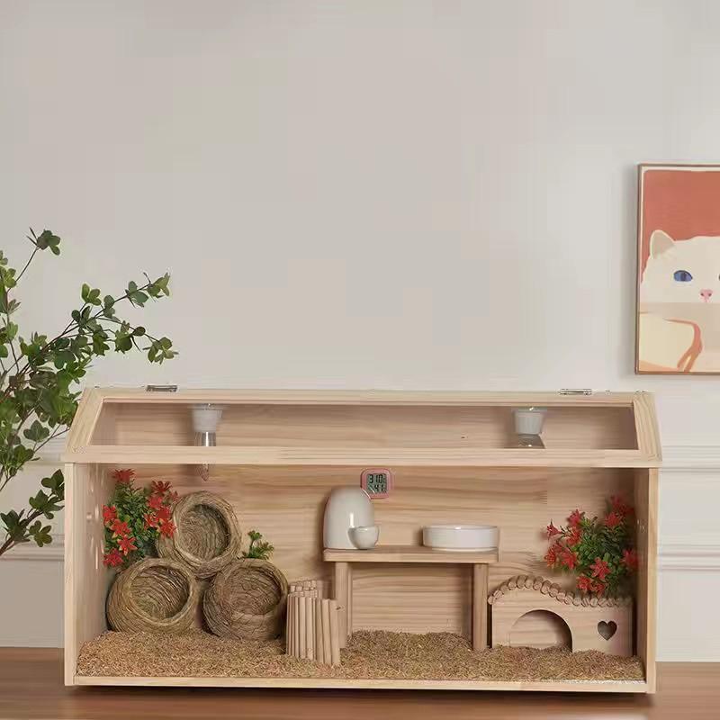 飼育ケージ 大型ケージ ケージ 前開き 上開き おしゃれ 組み立て式 アクリルケース 木 ハムスター 小動物 60cm&80cm&100cm