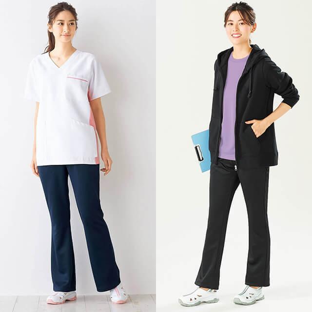 ナース服、パンツタイプ ☆＜ナガイレーベン＞ポケット付ネイビーパンツ: 白衣・ナース服