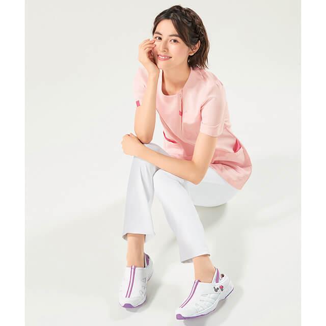 ナースシューズ 白 安い 疲れにくい 疲れない 医療 看護 介護 ミッキー アンファミエ ディズニー スポーツフィットサイドメッシュスニーカー