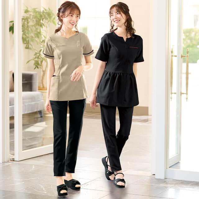 アンファミエ エステ制服 制服 黒パンツ ナース服 白衣 ナース 看護師