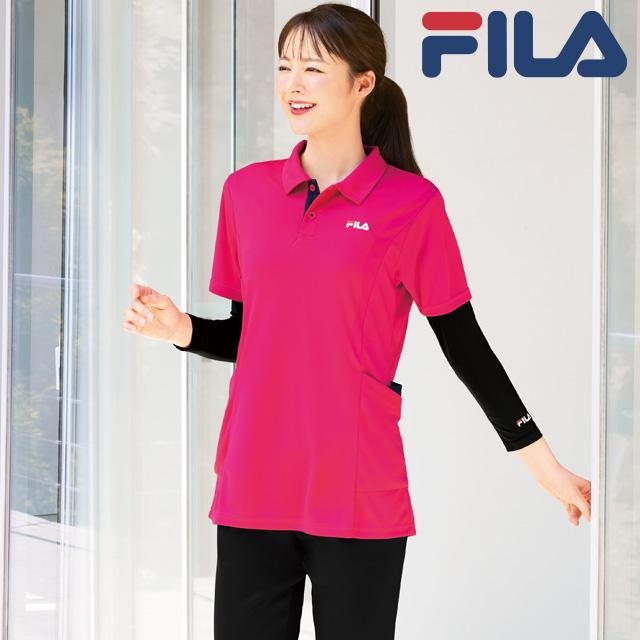 販売 ナース服 黒 レディース 女性 白衣 ポロシャツ 半袖 医療用 クリニック ユニフォーム アンファミエ Fila 配色レディースポロシャツ3 2円 Sarozambia Com