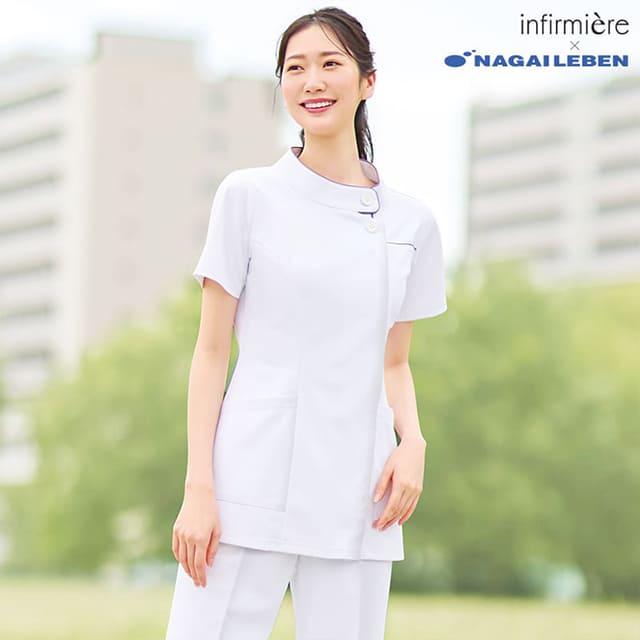 16980円ナガイレーベン❣️白衣ナース服白衣　ワンピース　ナース服　看護師　病院 ナガイレーベン 白衣 ナース服 Mサイズ ワンピース ピンクライン