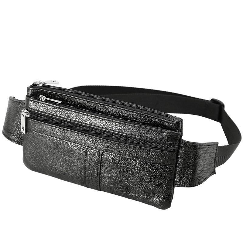 スリム 柔軟牛革 ウエストポーチ ファッション メンズ 本革 ヒップバッグ ボディバッグ 2way 2way ブラック