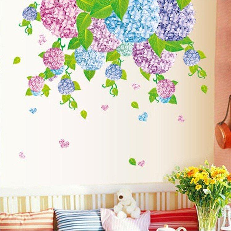 品質満点 ウォールステッカー 花 紫陽花 アジサイ ピンクと青いと紫 恋愛運アップアップ かわいい 風水グッズ アジサイ模様替え 1人部屋 プチリフォーム リビ Supplystudies Com