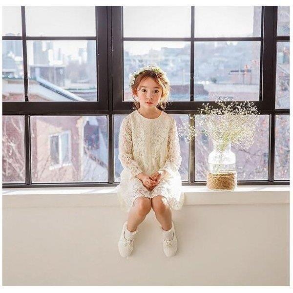 春夏子供服ワンピースレースワンピースキッズ女の子長袖白子供ドレス上品子ども用韓国風ジュニア結婚式カジュアルおしゃれ可愛い誕生日お姫系 即日発送