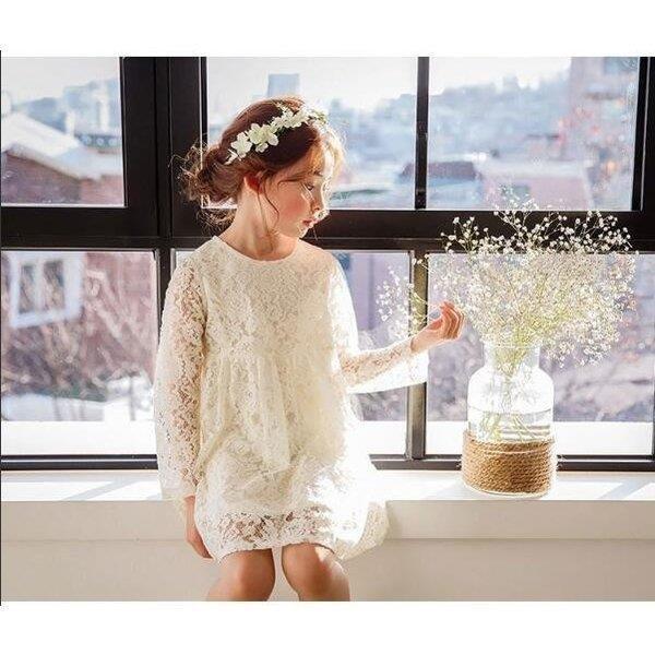 春夏子供服ワンピースレースワンピースキッズ女の子長袖白子供ドレス上品子ども用韓国風ジュニア結婚式カジュアルおしゃれ可愛い誕生日お姫系 即日発送