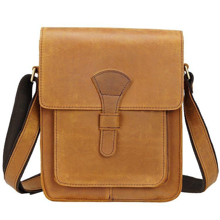 レトロ 本革 メンズ ショルダーバッグ Ipad対応 メッセンジャーバッグ 斜め掛け 自立可 斜め掛け