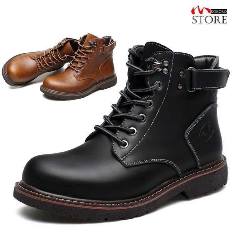 現金特価 ブーツ ミリタリーブーツ アウトドアシューズ メンズブーツ 革靴 牛床革 ミリタリーブーツ メンズ アウトドアシューズ ブーツ 革靴 牛床革 シューズ 裏起毛 あたたか ブラック ブラウン Ism Com Ge