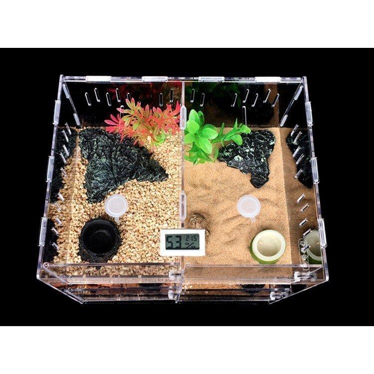 個室 4 二段 爬虫類用ケージ ペットの飼料箱 両生類 ツノガエル カメ 水陸両用ペットケージ 飼育容器 飼育ケース 爬虫類 小動物用 お買得