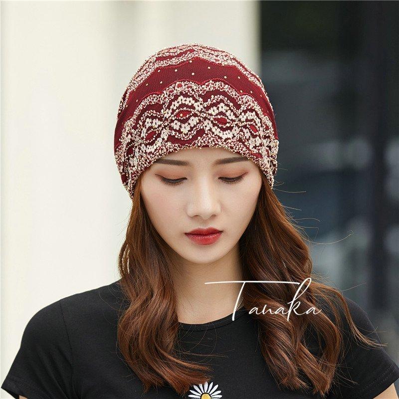 いラインアップ ターバンキャップ ヘアバンド レディース 女性 帽子 ファッション雑貨 レース 総柄 レッド ブラック ブルー おしゃれ かわいい きれい エキゾチッ Aynaelda Com