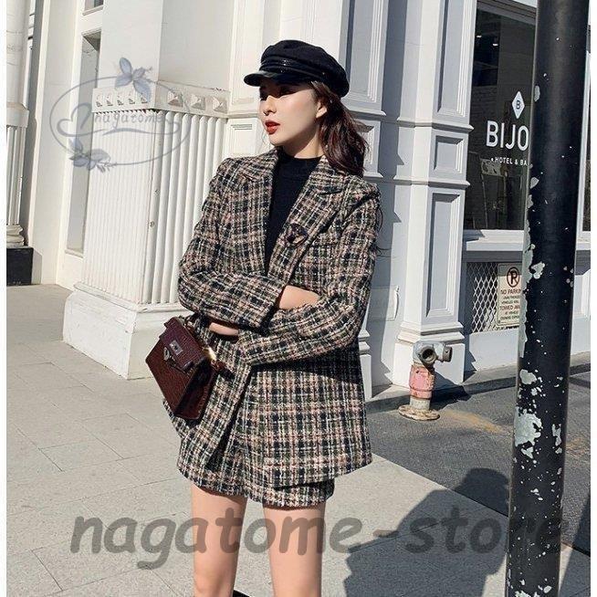 本物 韓国 カジュアル レディース セットアップ ショートパンツ ジャケット ツイード風 おしゃれ 大きいサイズ スーツ テーラードジャケット チェック柄 セットアップ サイズ S Iceenergy Nl