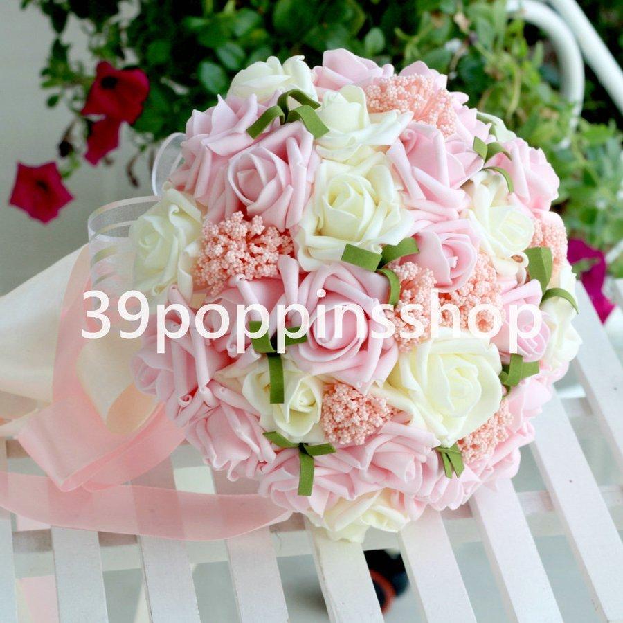 満点の ウエディングブーケ 安い ブートニア 結婚式 ウェディングブーケ 花嫁 ブーケ 披露宴 ウェディング用 造花 ブライダルブーケ 手作り Aynaelda Com