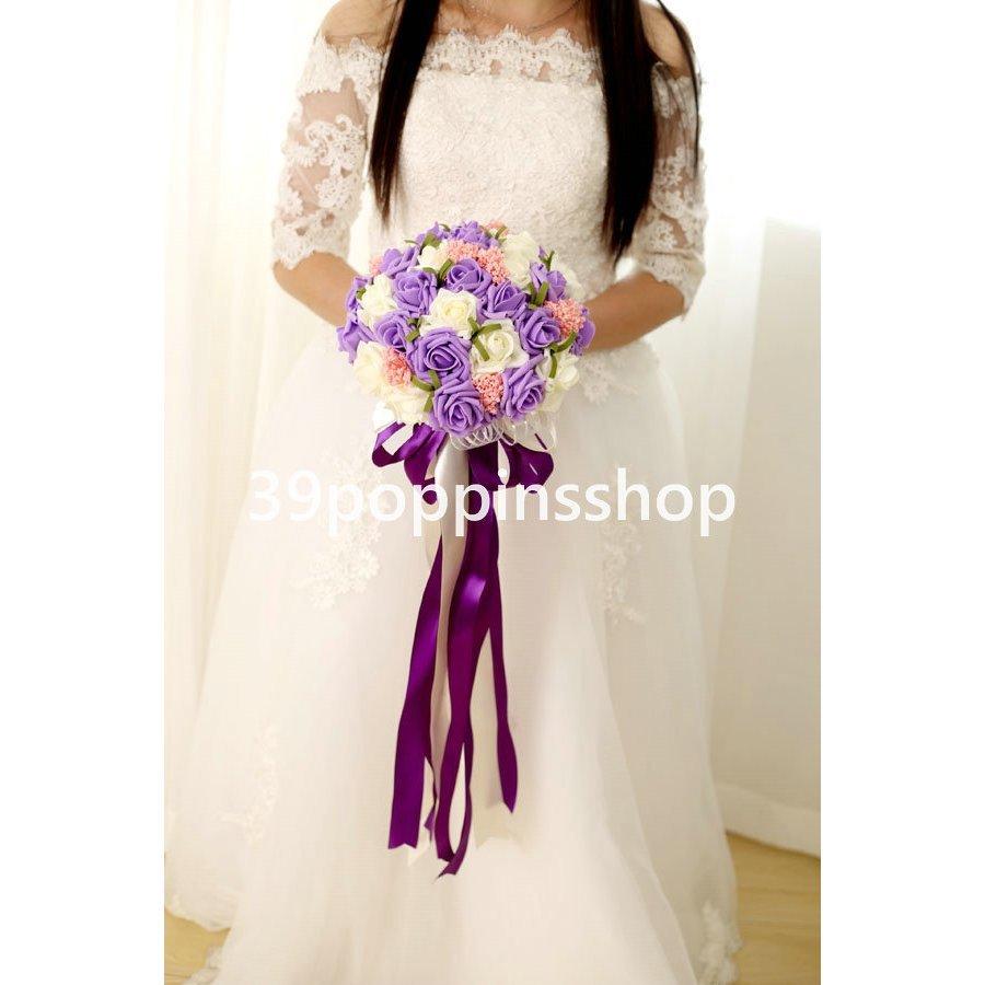 当店一番人気 ウエディングブーケ 安い ブートニア 結婚式 ウェディングブーケ 花嫁 ブーケ 披露宴 ウェディング用 造花 ブライダルブーケ 手作り Aynaelda Com