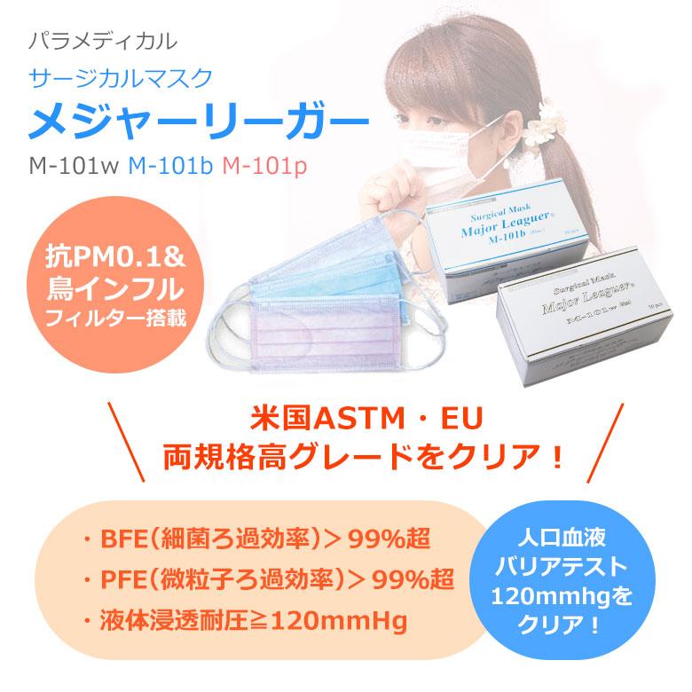 マスク 不織布 医療用 メジャーリーガー M101 50枚入×40箱 個包装では