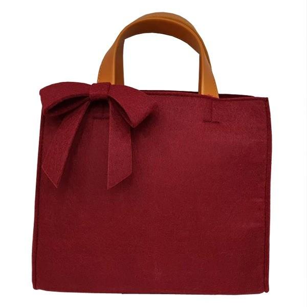 Ds インフォマート フェルト素材の仕切り付リボントートバッグ バーガンディ レディースバッグ インフォマートの軽量 軽量