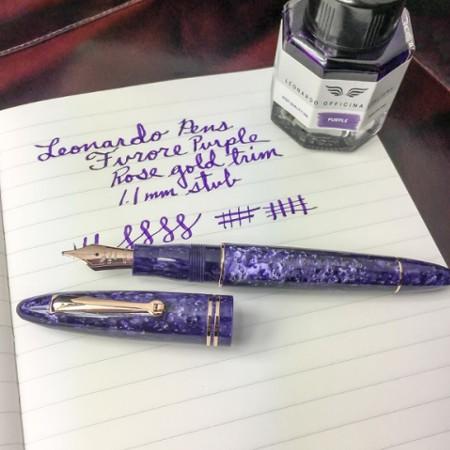 レオナルド 万年筆 フローレ パープル ローズゴールドトリム 14金ニブ（商品情報を必ずお読みください。）