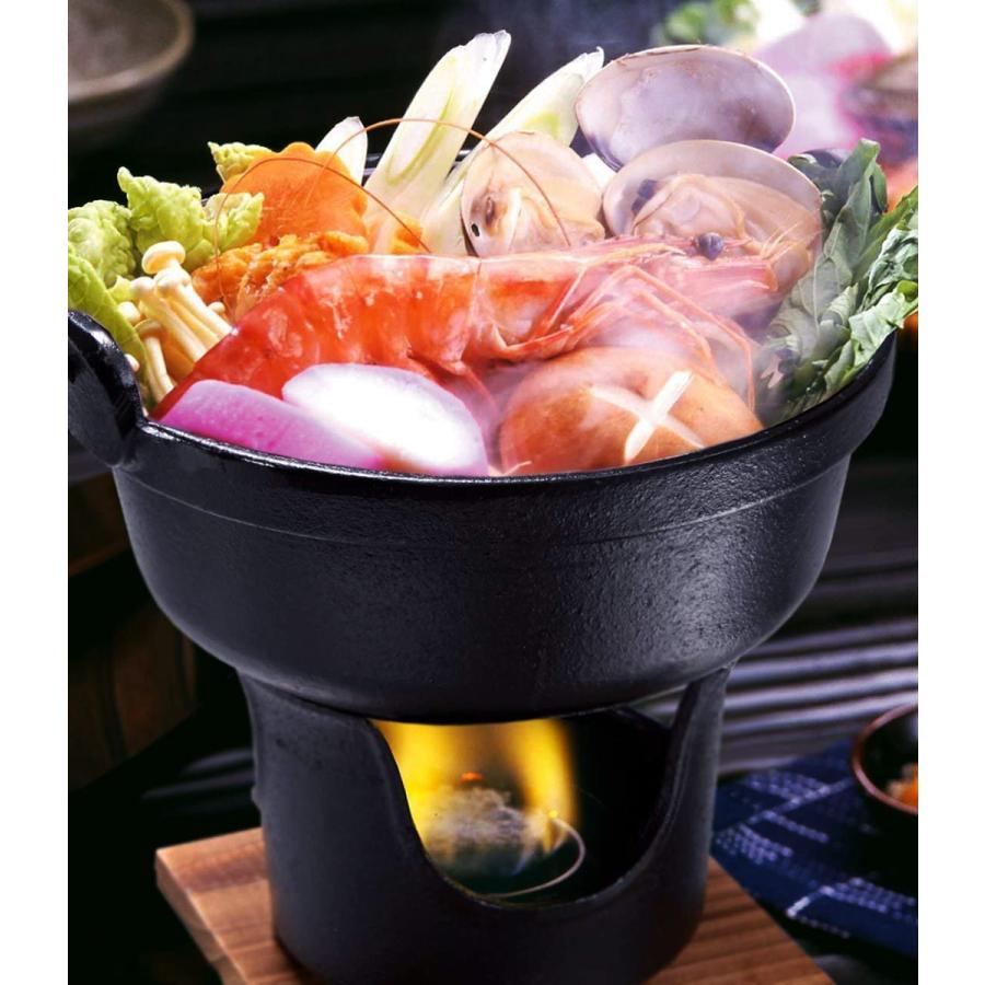 いろり 鍋 コンロセット 鉄鍋 木蓋 敷板付 1-2人用 本格 鉄鋳物製 ガス