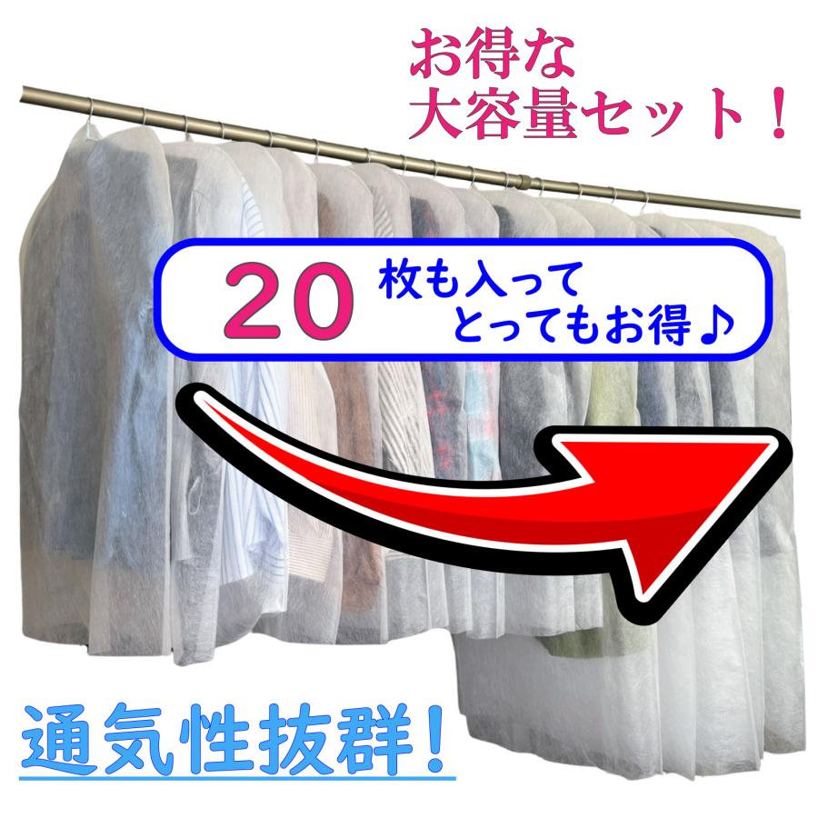 衣類カバー 洋服カバー 不織布カバー 20枚組 通常15枚 ロング5枚 通気性に優れた不織布製 ホコリや汚れからガード 大切な衣類を次のシーズンまで安心保管（Yahoo!・収納用品・雑貨 イニコライフ）