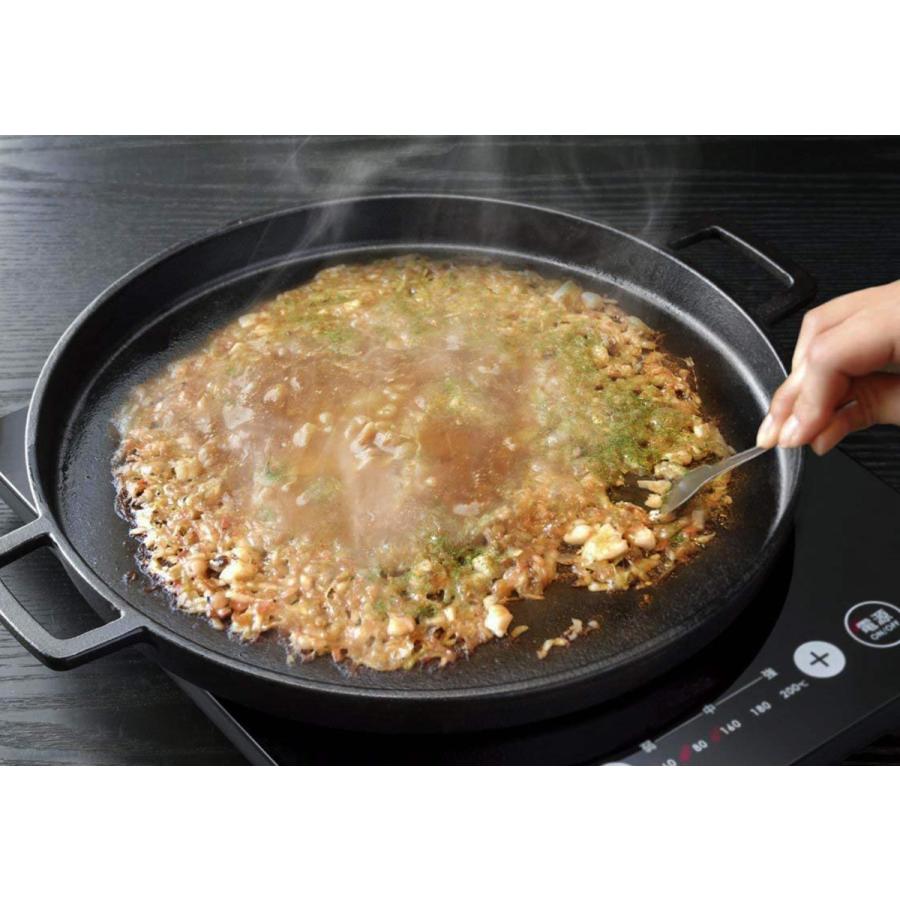 万両焼き器 鋳物焼き型 4丁焼き 業務用 鉄板 本格 鉄鋳物製 丸形 大判 約35cm お好み焼き 焼肉 焼きそば