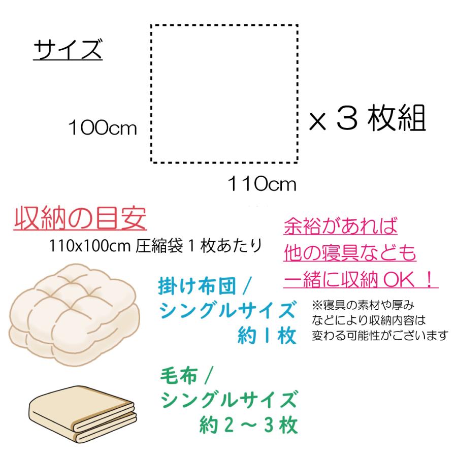布団圧縮袋 特大 5枚セット 圧縮袋 掛け布団サイズ 3枚 プラス 敷き布団サイズ 2枚 特許 空気が戻らない スピードバルブ プラス 二重ファスナー付 布団収納袋 |  | 09