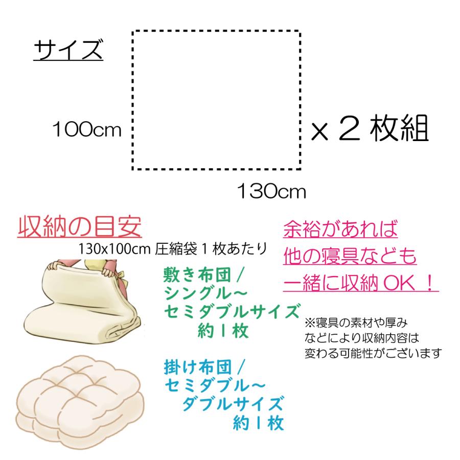 布団圧縮袋 特大 5枚セット 圧縮袋 掛け布団サイズ 3枚 プラス 敷き布団サイズ 2枚 特許 空気が戻らない スピードバルブ プラス 二重ファスナー付 布団収納袋 |  | 10