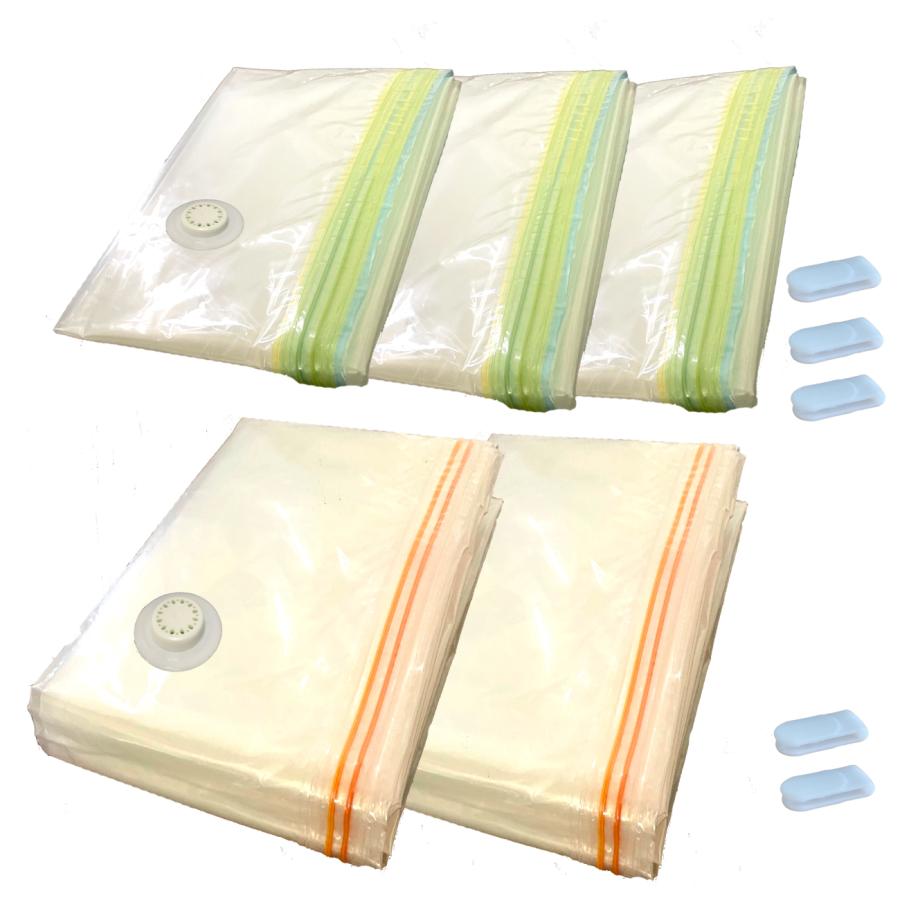 布団圧縮袋 特大 5枚セット 圧縮袋 掛け布団サイズ 3枚 プラス 敷き布団サイズ 2枚 特許 空気が戻らない スピードバルブ プラス 二重ファスナー付 布団収納袋 |  | 02