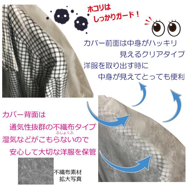 洋服カバー 衣類カバー 不織布 クリアカバー 20枚組 日本製 通常15枚 ロング5枚 中身が見える透明素材と通気性に優れた不織布製 大切な衣類を安心保管 |  | 04