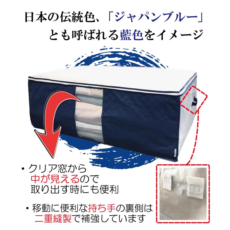 【特価商品】ふとん 収納袋 特大 2枚組 プラス 衣類収納袋 3枚組 藍色 イニ 布団収納袋 特大 2枚組 布団袋 前面 活性炭シート入 収納袋 掛け布団