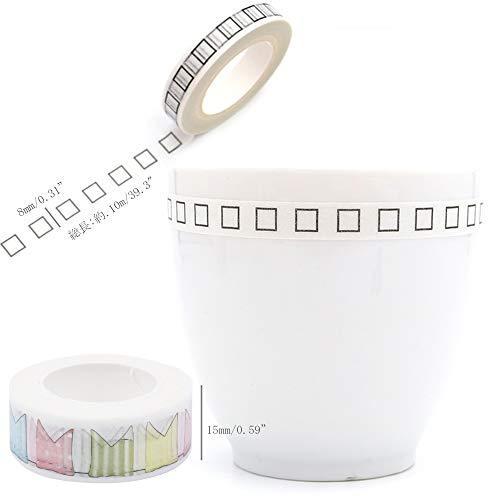 Nuomi マスキングテープ 白 和紙 テープ シンプル チェック柄 旗 手 Diy 装 用 シール ギフト ラッピング 装飾 愛用