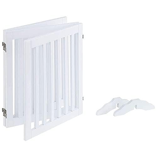 unipaws 木製犬用ゲート、折り式バリア、ペット用家具フェンス 、白い キッズ