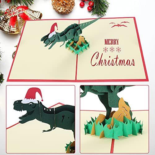 22年新作入荷 クリスマスカード クリスマス恐竜 グリーティングカード メッセージカード 3dポップアップカード Card Christmas グリーティングカード Leauduvalenciennois Fr