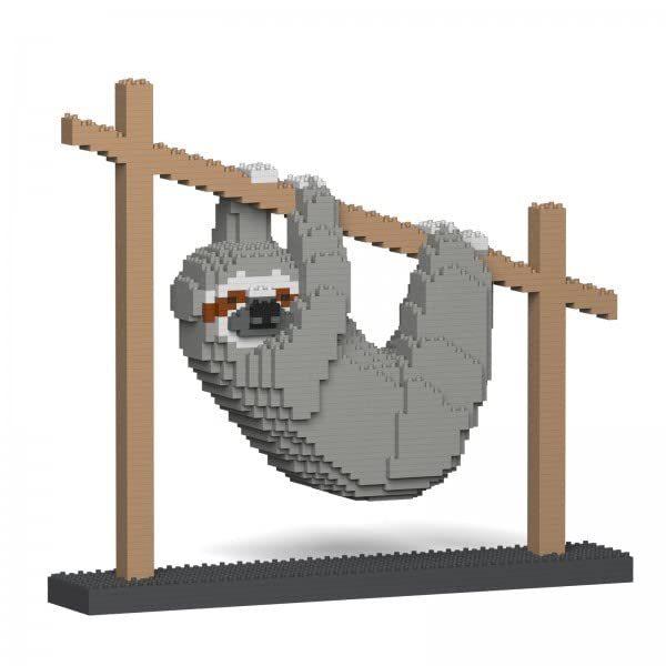 リアルな動物オブジェを作れる ブロックおもちゃ 癒しキャラ ナマケモノ 38.8×9.4×高さ33.8cm ネジで固定する丈?