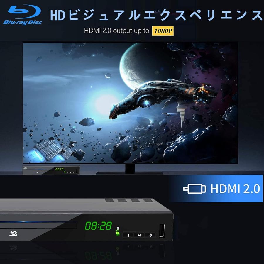 LONPOO ブルーレイプレーヤー DVD フルHD1080p DVDプレーヤー cb8c5b785e8901cf31b8408e5b953f